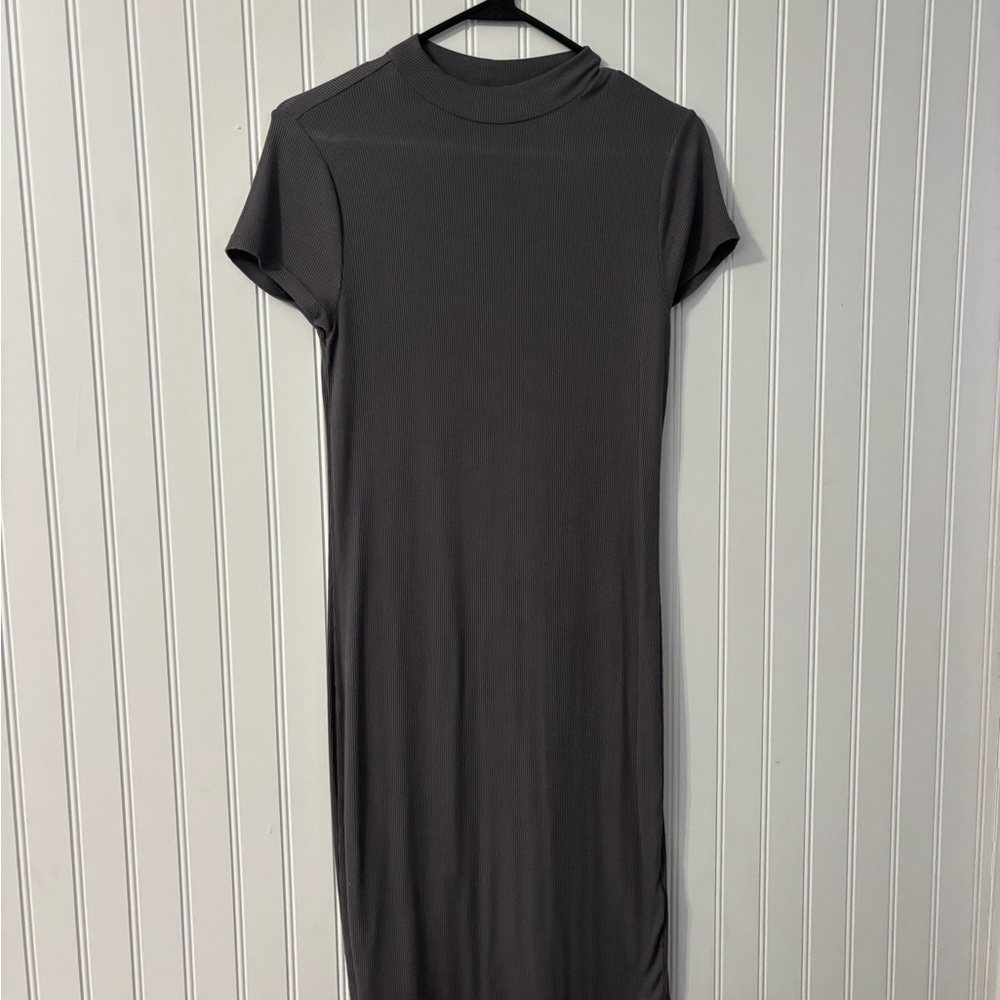 Laundry by Design Gray Mock Neck Sheath Maxi Dress